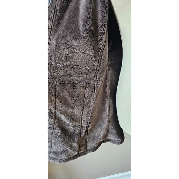 ExOfficio Women's Gray Striped Faux Fur Long Sleeve Snap Front Coat Size Small - Picture 7 of 13